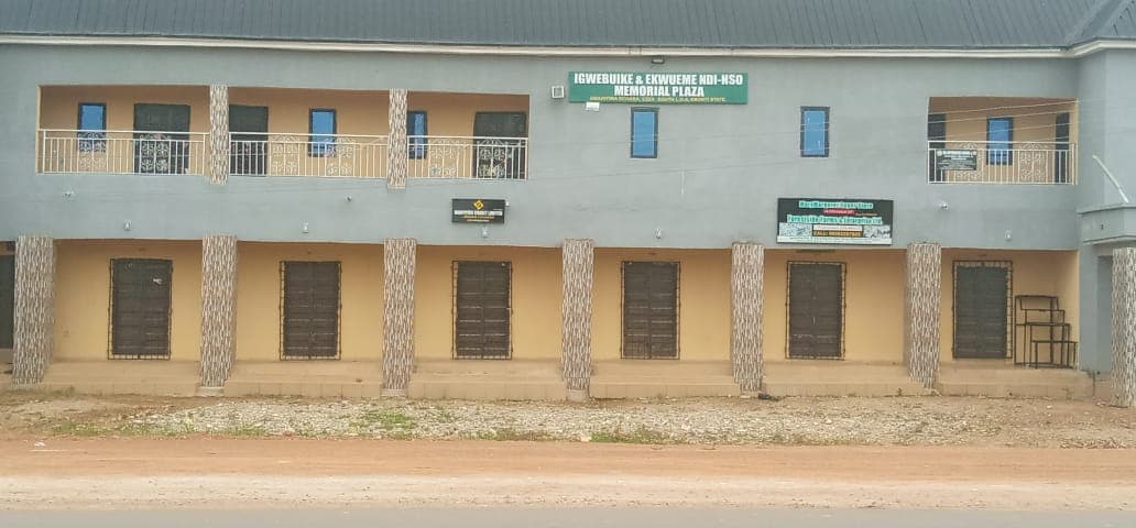 The front of Igwebuike & Ekwueme Ndi-Nso Memorial Plaza, home to MaryPius Credit Limited